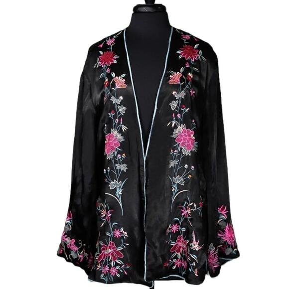Free People Embroidered Silky Kimono Size Small Blazer Jacket - Picture 1 of 9